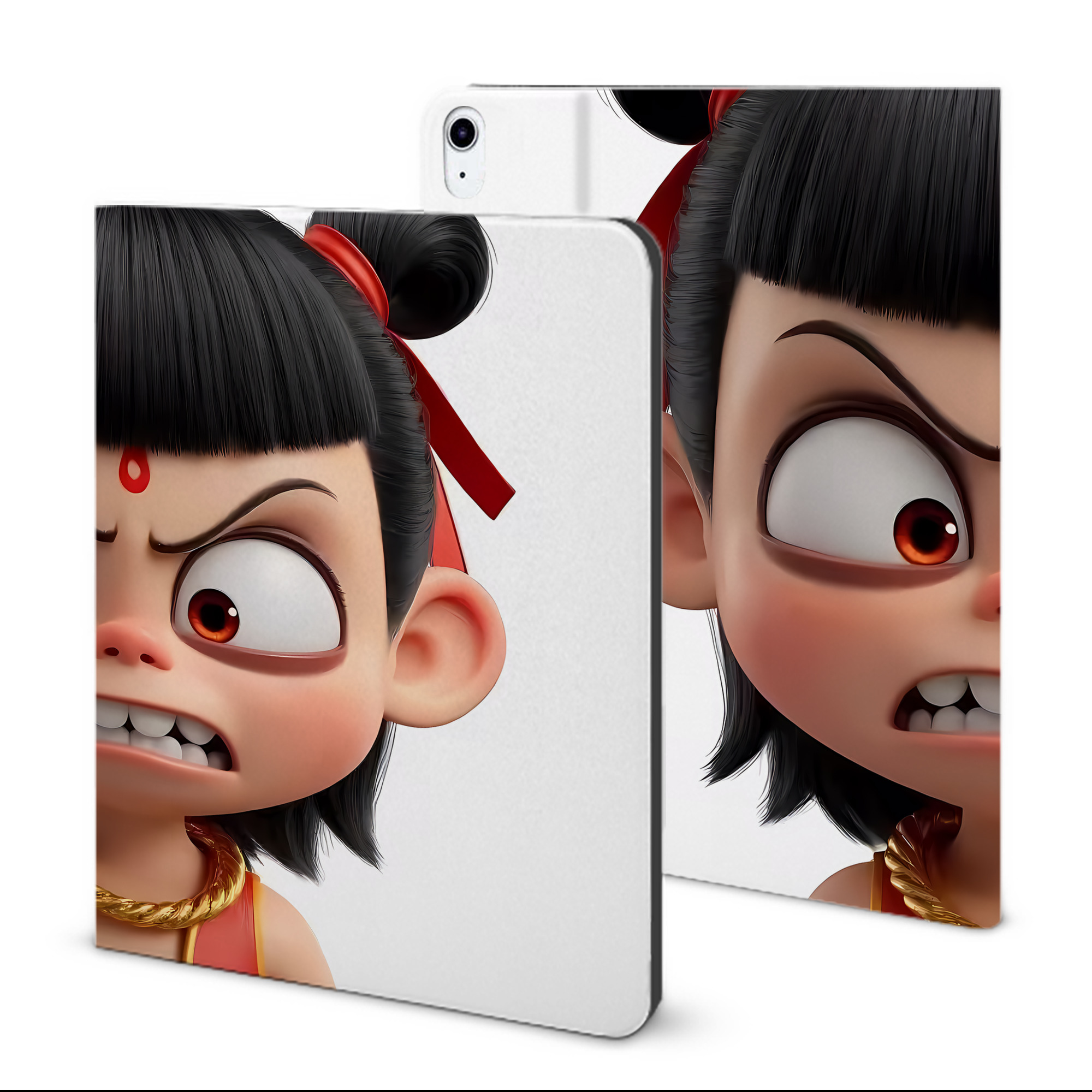 （画像用） Ne Zha 2 ナタ 魔童の大暴れ IPad ケース ブック型 PUレザー TPU 耐衝撃 軽量 薄型 ペン収納なし 全面保護 IPad 各モデル対応